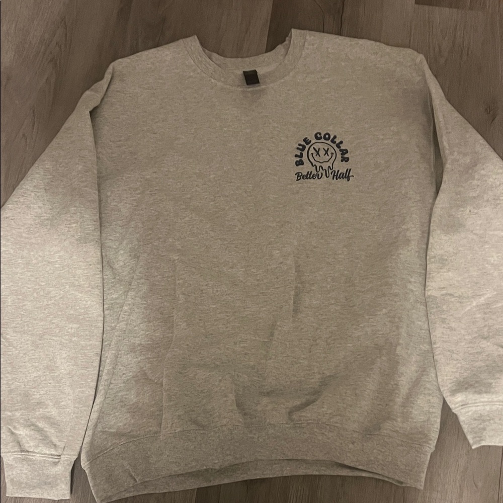 Gildan Gray Crewneck Sweatshirt with Navy Chest Logo